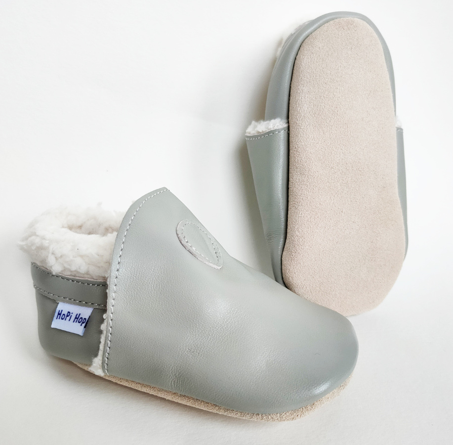 Hopi Hop zimní kožené capáčky šedé - vel.M
