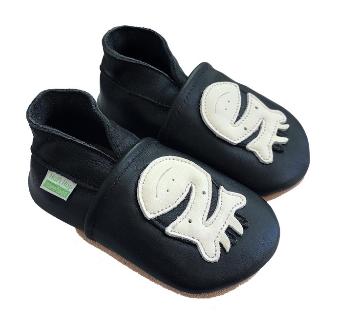 Hopi Hop Kožené capáčky barefootové  - Zebra černá - vel. M