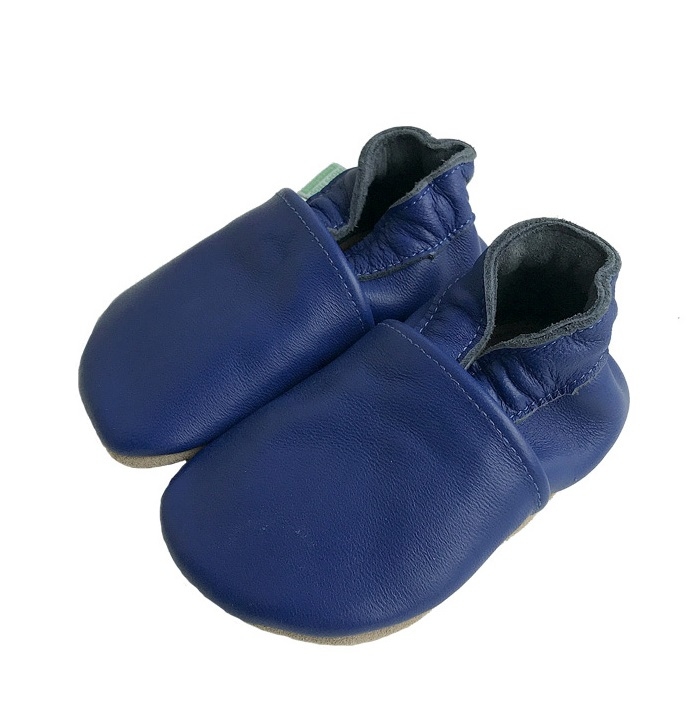 Hopi Hop Kožené capáčky barefootové  - modré- vel. L