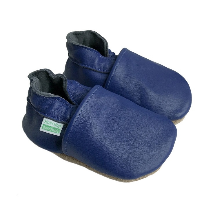 Hopi Hop Kožené capáčky barefootové  - modré- vel. L