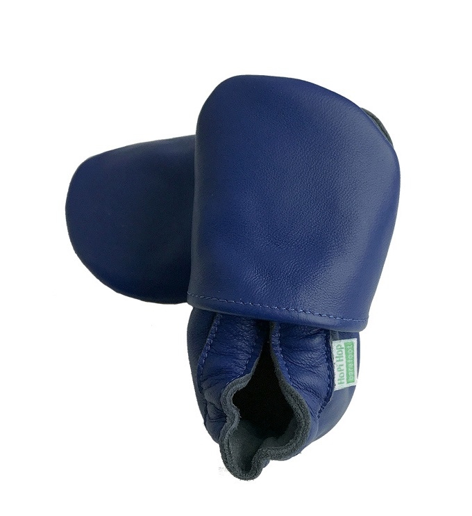 Hopi Hop Kožené capáčky barefootové  - modré- vel. L