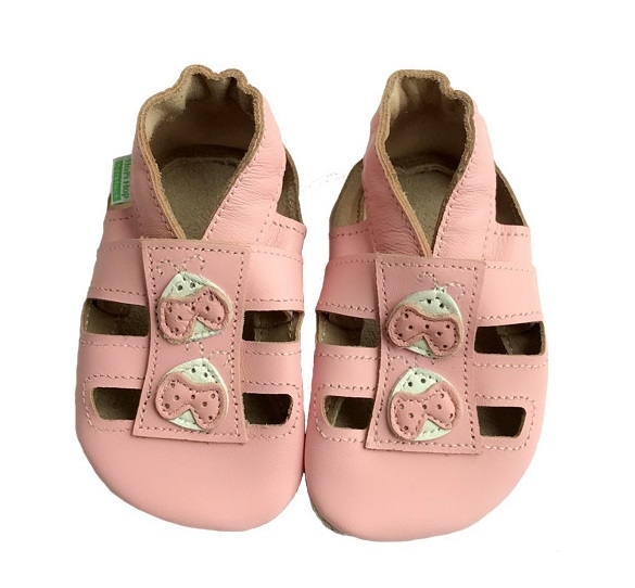 Hopi Hop Kožené capáčky barefootové  - sandálky růžové- vel. L