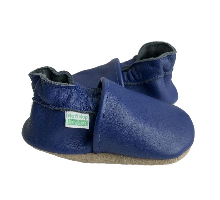 Hopi Hop Kožené capáčky barefootové  - modré- vel. L