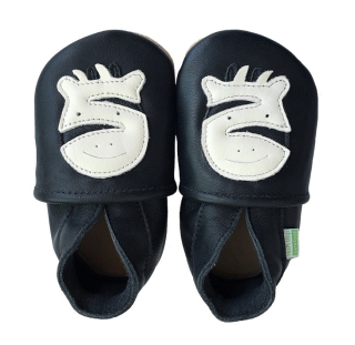Hopi Hop Kožené capáčky barefootové - Zebra černá - vel. M